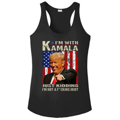 IM With Kamala Just Kidding IM Not A Fucking Idiot Ladies PosiCharge Competitor Racerback Tank