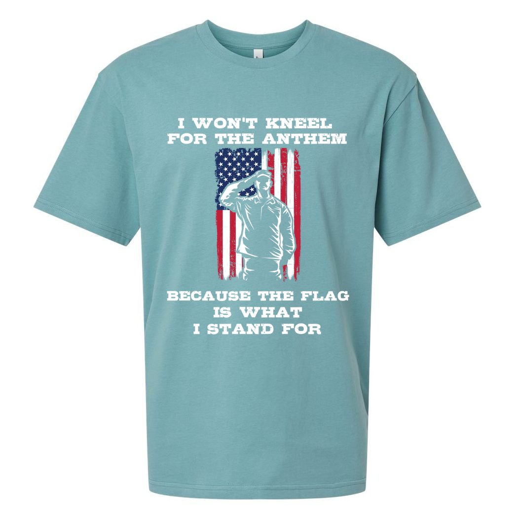 I Won't Kneel For The Anthem Because I Stand For The Flag Cool Gift Sueded Cloud Jersey T-Shirt