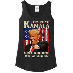 IM With Kamala Just Kidding IM Not A Fucking Idiot Ladies Essential Tank