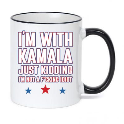 Im With Kamala Just Kidding Not Idiot Retro Election 2024 11oz Black Color Changing Mug