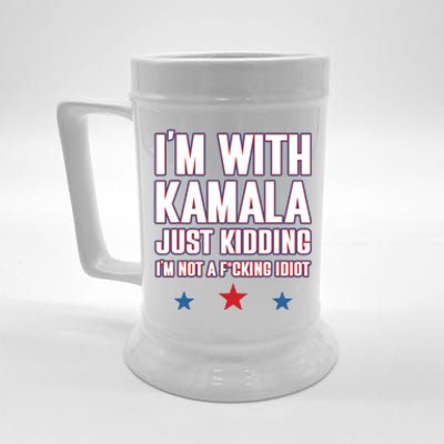 Im With Kamala Just Kidding Not Idiot Retro Election 2024 Beer Stein