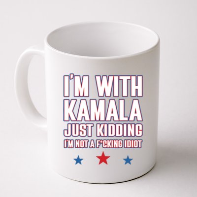 Im With Kamala Just Kidding Not Idiot Retro Election 2024 Coffee Mug