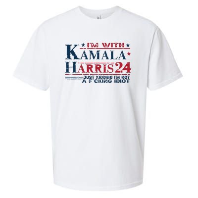 Im With Kamala Just Kidding Not Idiot Retro Election 2024 Sueded Cloud Jersey T-Shirt