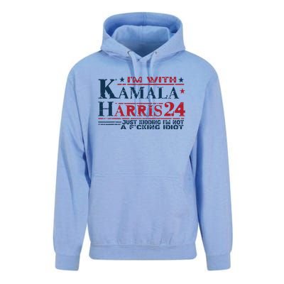 Im With Kamala Just Kidding Not Idiot Retro Election 2024 Unisex Surf Hoodie