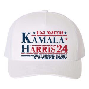 Im With Kamala Just Kidding Not Idiot Retro Election 2024 Yupoong Adult 5-Panel Trucker Hat