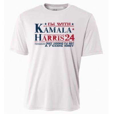 Im With Kamala Just Kidding Not Idiot Retro Election 2024 Cooling Performance Crew T-Shirt