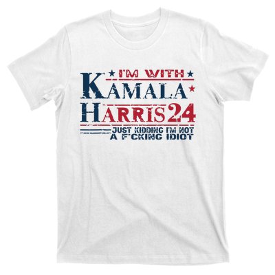 Im With Kamala Just Kidding Not Idiot Retro Election 2024 T-Shirt