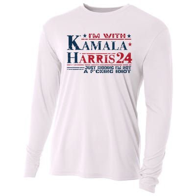 Im With Kamala Just Kidding Not Idiot Retro Election 2024 Cooling Performance Long Sleeve Crew