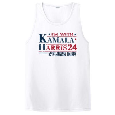 Im With Kamala Just Kidding Not Idiot Retro Election 2024 PosiCharge Competitor Tank