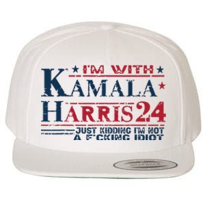 Im With Kamala Just Kidding Not Idiot Retro Election 2024 Wool Snapback Cap