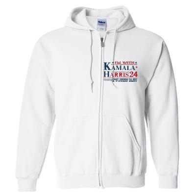 Im With Kamala Just Kidding Not Idiot Retro Election 2024 Full Zip Hoodie