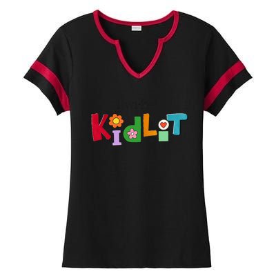 I Write Kidlit Ladies Halftime Notch Neck Tee