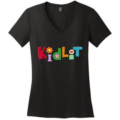 I Write Kidlit Women's V-Neck T-Shirt