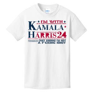 IM With Kamala Just Kidding Not Idiot Retro Election 2024 Kids T-Shirt