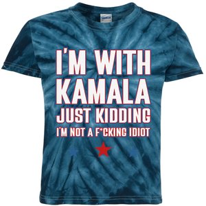 IM With Kamala Just Kidding Not Idiot Retro Election 2024 Gift Kids Tie-Dye T-Shirt