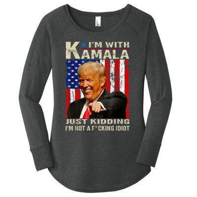 IM With Kamala Just Kidding IM Not A Fucking Idiot Women's Perfect Tri Tunic Long Sleeve Shirt