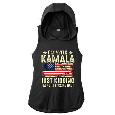 IM With Kamala Just Kidding Not Idiot Funny Election 2024 Ladies PosiCharge Tri-Blend Wicking Draft Hoodie Tank