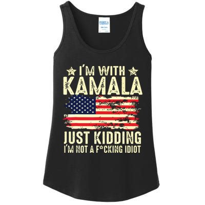 IM With Kamala Just Kidding Not Idiot Funny Election 2024 Ladies Essential Tank