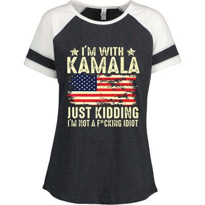 IM With Kamala Just Kidding Not Idiot Funny Election 2024 Enza Ladies Jersey Colorblock Tee