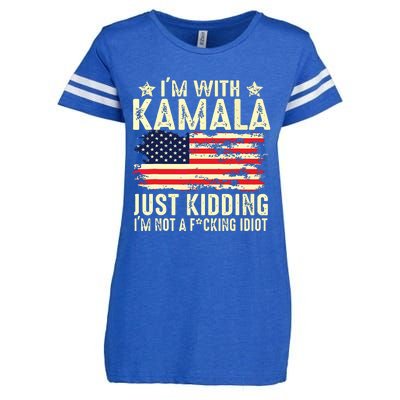 IM With Kamala Just Kidding Not Idiot Funny Election 2024 Enza Ladies Jersey Football T-Shirt