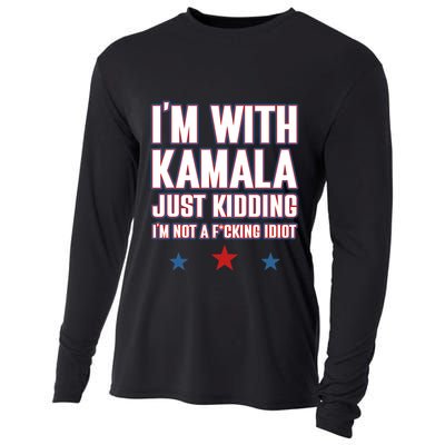 IM With Kamala Just Kidding Not Idiot Retro Election 2024 Cooling Performance Long Sleeve Crew