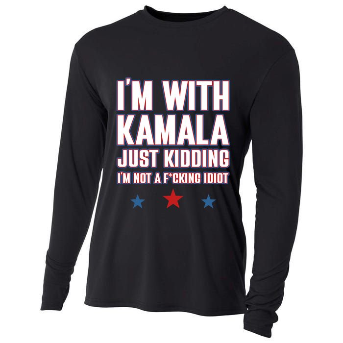 IM With Kamala Just Kidding Not Idiot Retro Election 2024 Cooling Performance Long Sleeve Crew