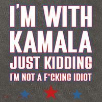 IM With Kamala Just Kidding Not Idiot Retro Election 2024 Cotton Canvas Backpack