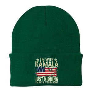 IM With Kamala Just Kidding Not Idiot Knit Cap Winter Beanie