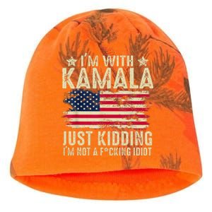 IM With Kamala Just Kidding Not Idiot Kati - Camo Knit Beanie