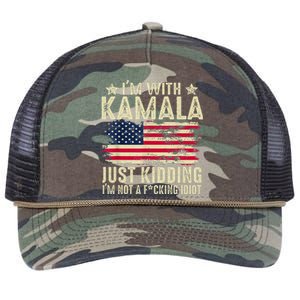 IM With Kamala Just Kidding Not Idiot Retro Rope Trucker Hat Cap