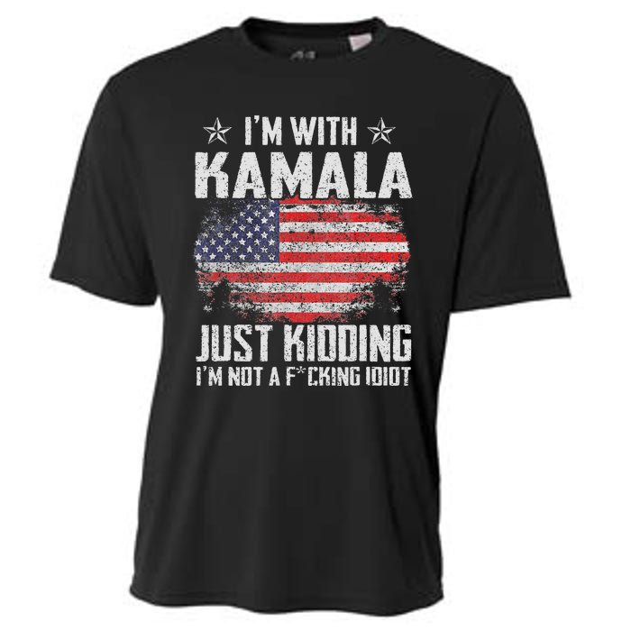 IM With Kamala Just Kidding Not Idiot Us Flag Cooling Performance Crew T-Shirt