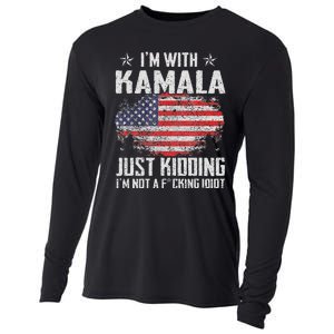 IM With Kamala Just Kidding Not Idiot Us Flag Cooling Performance Long Sleeve Crew