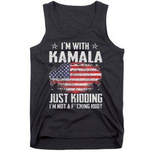 IM With Kamala Just Kidding Not Idiot Us Flag Tank Top