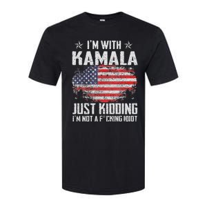 IM With Kamala Just Kidding Not Idiot Us Flag Softstyle CVC T-Shirt