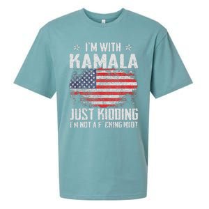 IM With Kamala Just Kidding Not Idiot Us Flag Sueded Cloud Jersey T-Shirt