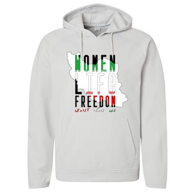 Iran Women Life Freedom Support Persian Women, Free Iran Performance Fleece Hoodie