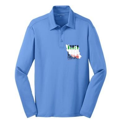 Iran Women Life Freedom Support Persian Women, Free Iran Silk Touch Performance Long Sleeve Polo