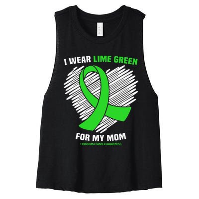 I Wear Lime Green For My Mom Lymphoma Cancer Awareness Women's Racerback Cropped Tank