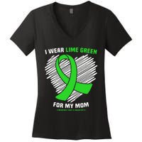 I Wear Lime Green For My Mom Lymphoma Cancer Awareness Women's V-Neck T-Shirt