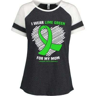 I Wear Lime Green For My Mom Lymphoma Cancer Awareness Enza Ladies Jersey Colorblock Tee