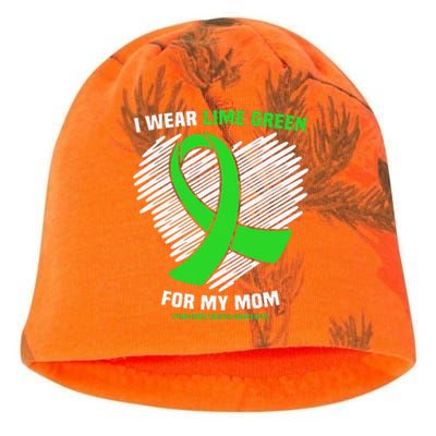 I Wear Lime Green For My Mom Lymphoma Cancer Awareness Kati - Camo Knit Beanie