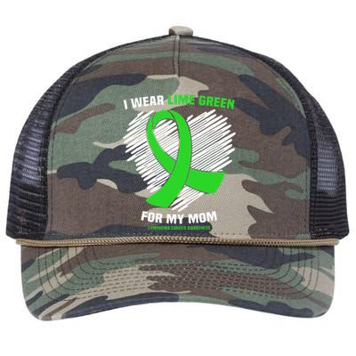 I Wear Lime Green For My Mom Lymphoma Cancer Awareness Retro Rope Trucker Hat Cap