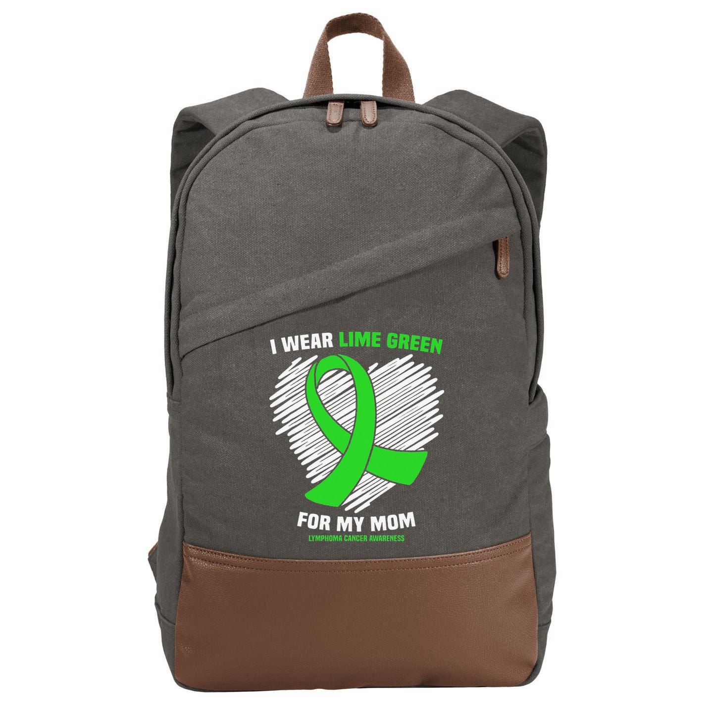I Wear Lime Green For My Mom Lymphoma Cancer Awareness Cotton Canvas Backpack