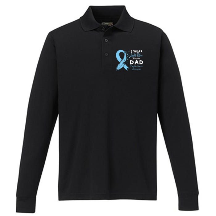 I Wear Light Blue For My Dad Prostate Cancer Support Performance Long Sleeve Polo