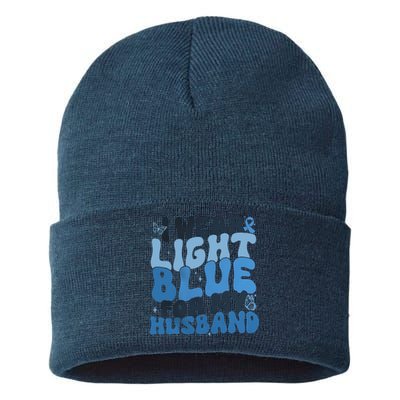 I Wear Light Blue For My Husband Prostate Cancer Sustainable Knit Beanie