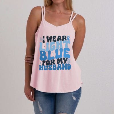 I Wear Light Blue For My Husband Prostate Cancer Women's Strappy Tank