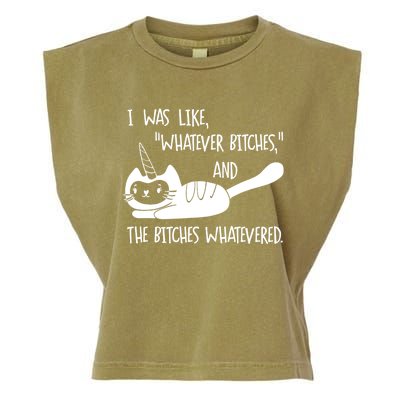 I Was Like Whatever Bitches Whatevered Cat Unicorn Garment-Dyed Women's Muscle Tee