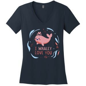 I Whaley Love You Whale Women's V-Neck T-Shirt