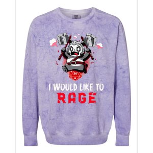 I Would Like To Rage Barbarian Panda Tabletop Gamers Colorblast Crewneck Sweatshirt