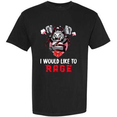 I Would Like To Rage Barbarian Panda Tabletop Gamers Garment-Dyed Heavyweight T-Shirt